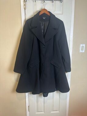 City Chic Black Flared Pea Coat